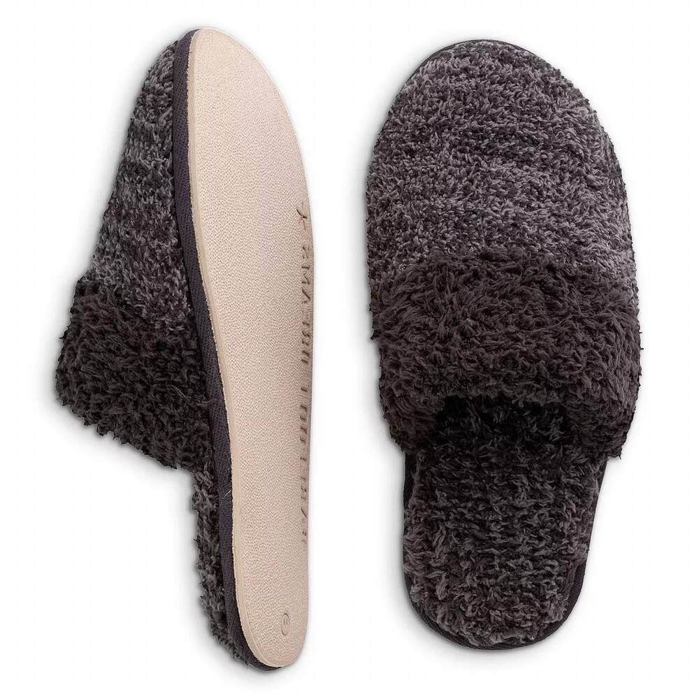 NEW BAREFOOT DREAMS women's cozy chic malibu slipper in carbon/graphite